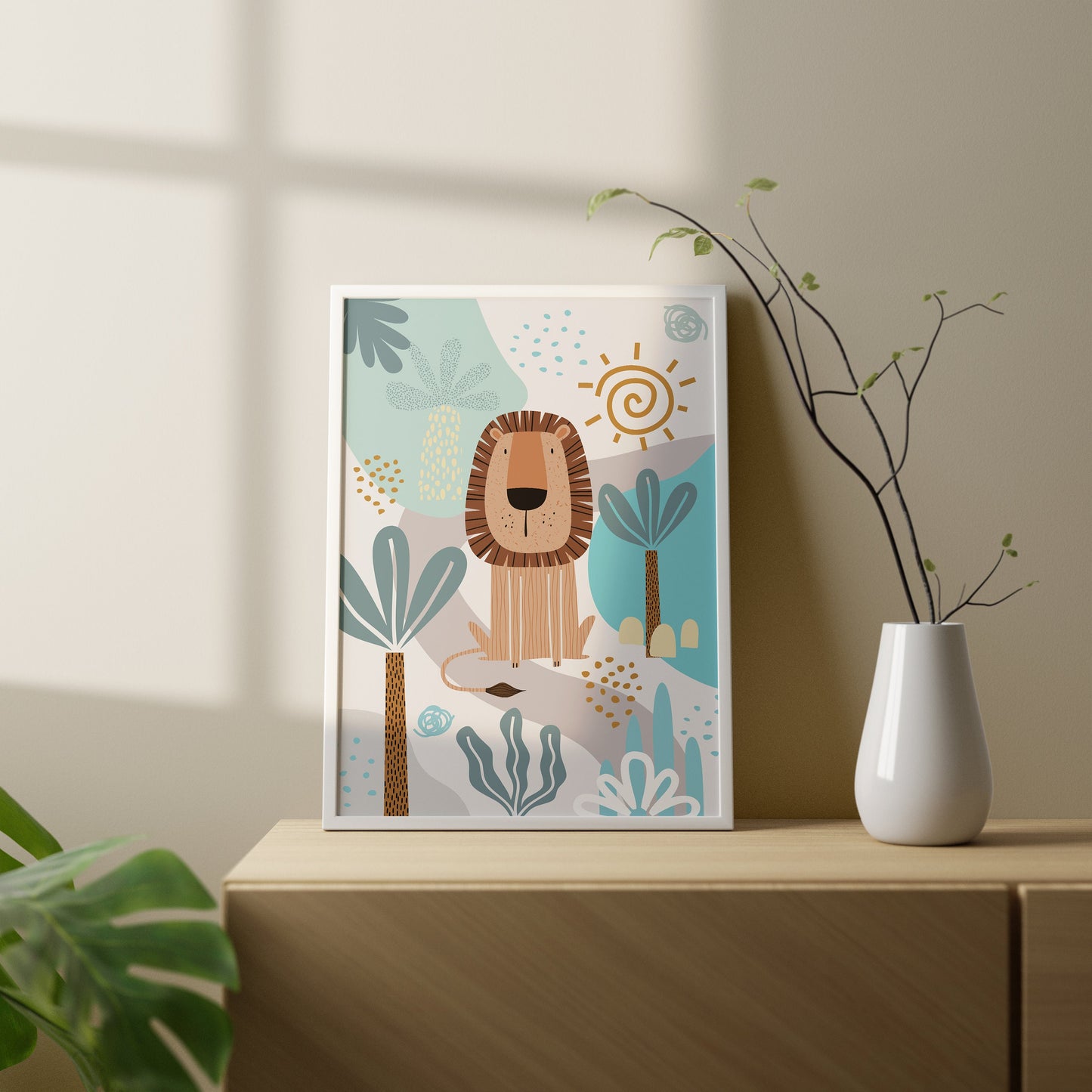 Set of 3 Teal Blue Safari Nursery Prints