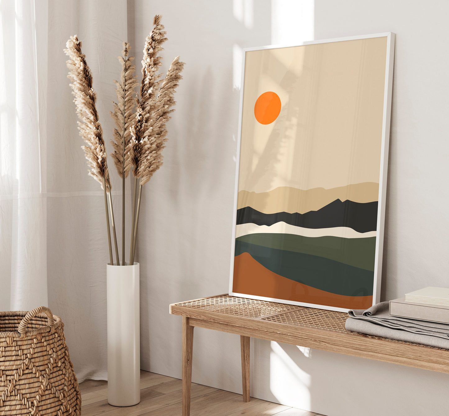 Set of 3 Green Boho Landscape Abstract Wall Prints