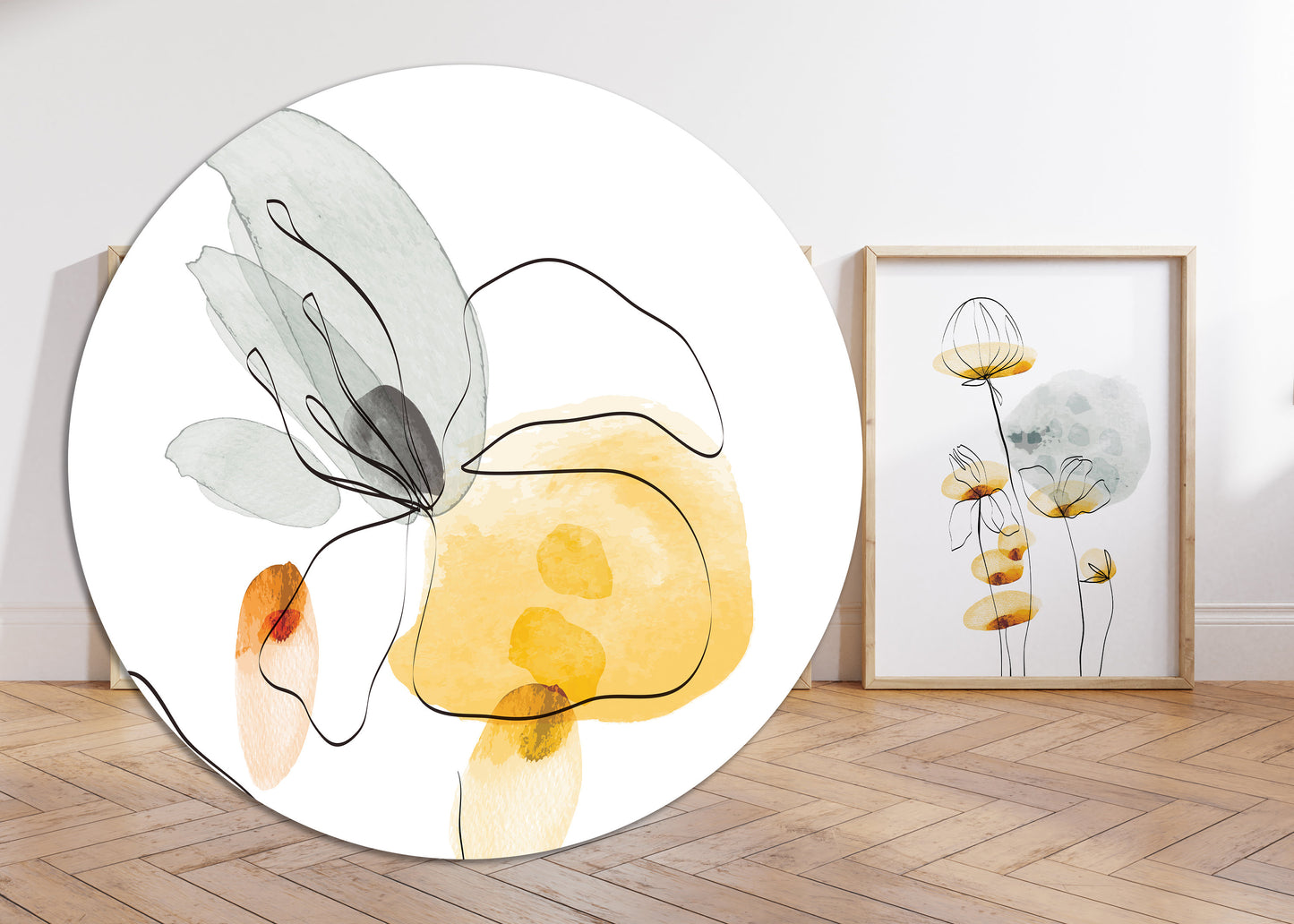 Set of 3 Yellow Daisy Abstract Wall Prints