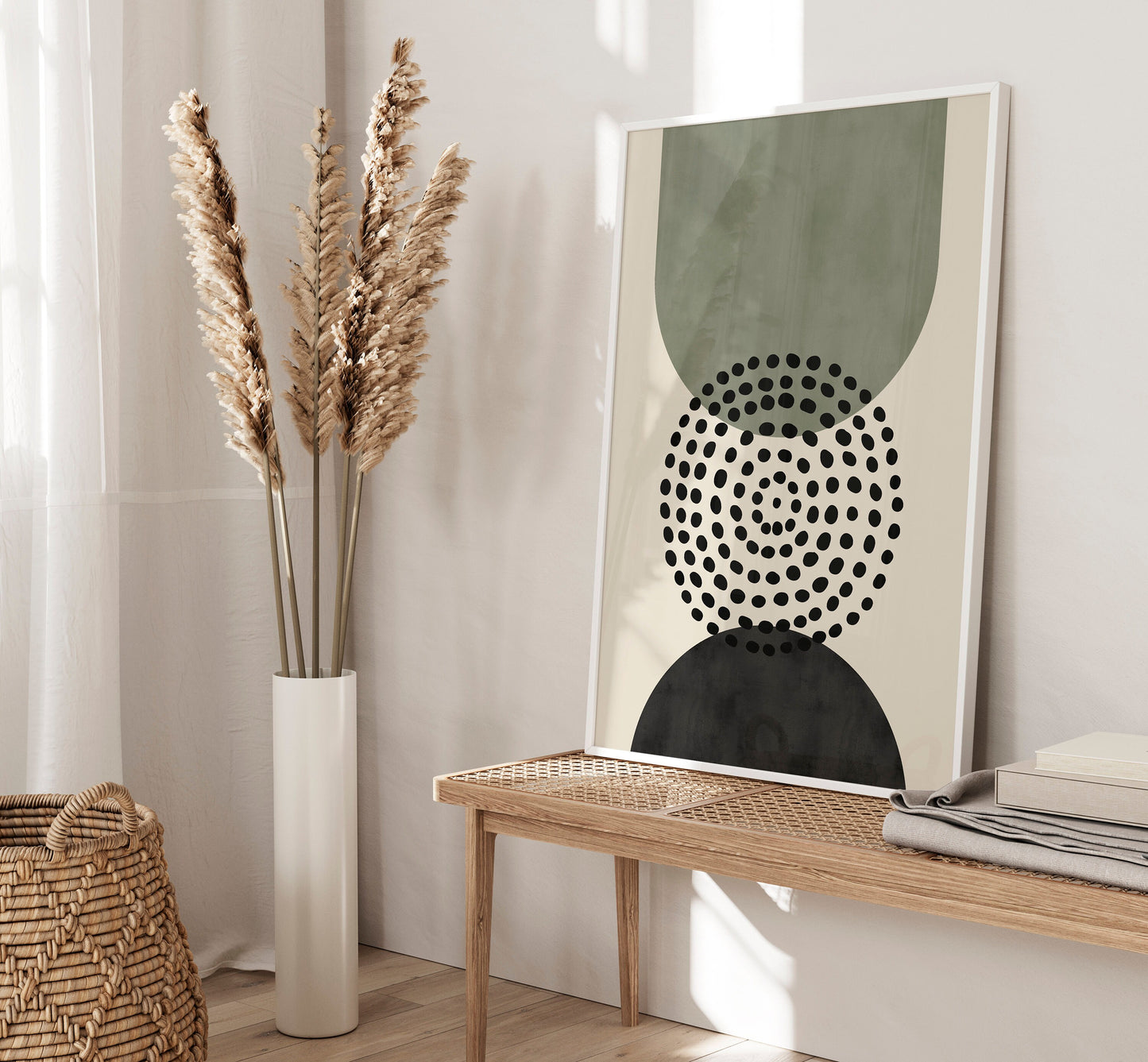 Set of 3 Green & Black Modern Mid Century Wall Prints