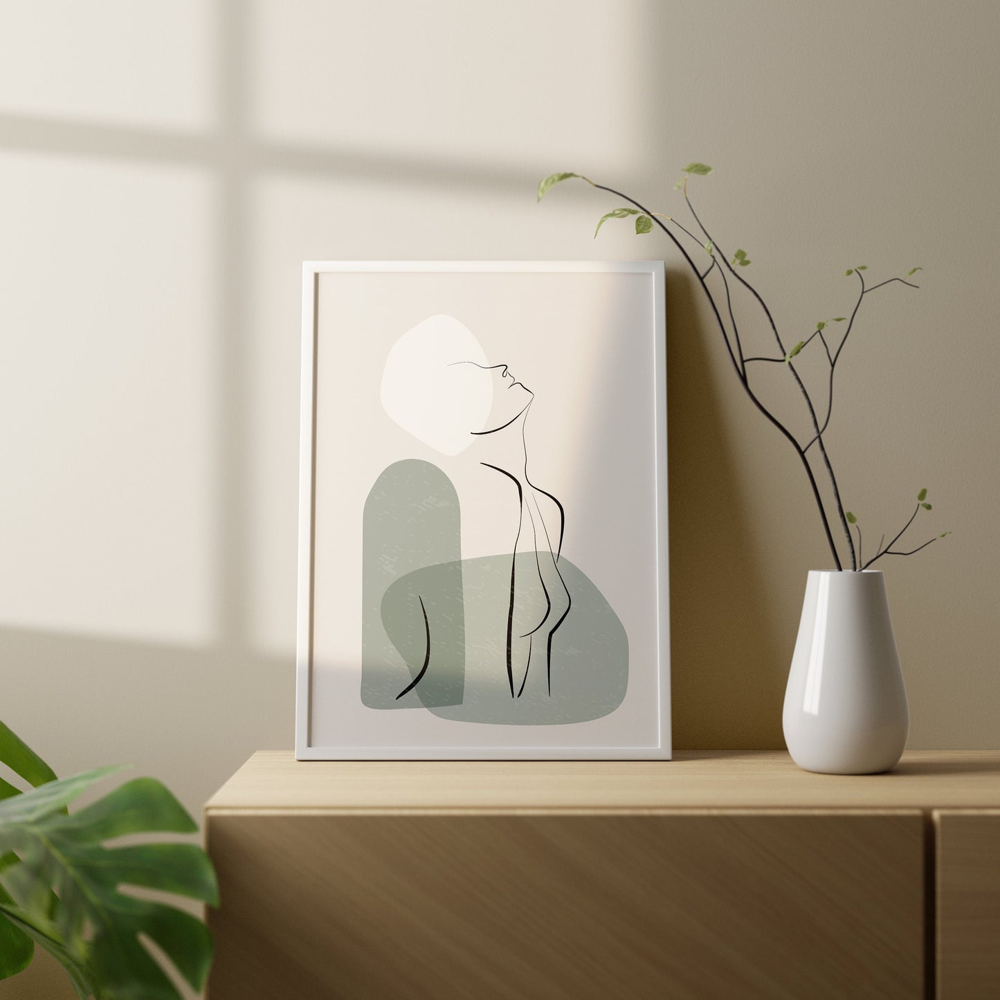 Set of 3 Sage Green Women Line Art Wall Prints
