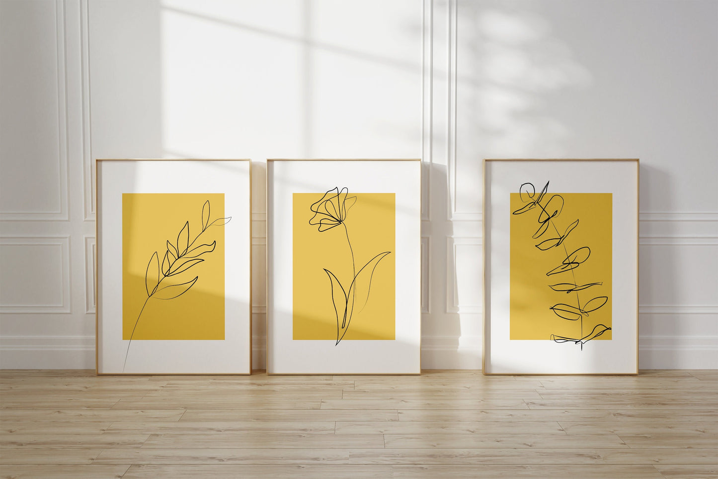 Set of 3 Yellow Botanical Wall Art Prints