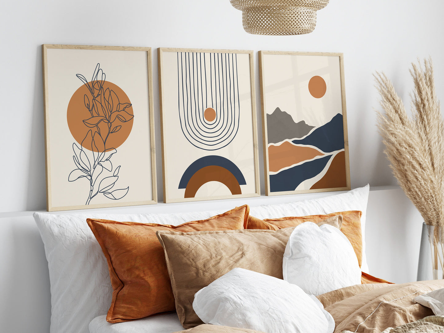 Set of 3 Boho Abstract Wall Art Prints