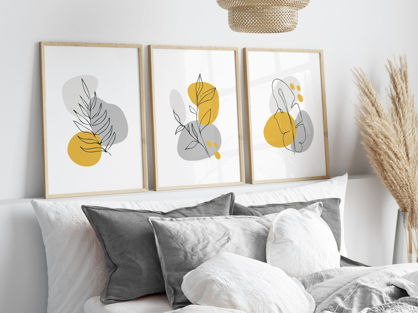 Yellow Botanical Abstract Wall Art Prints