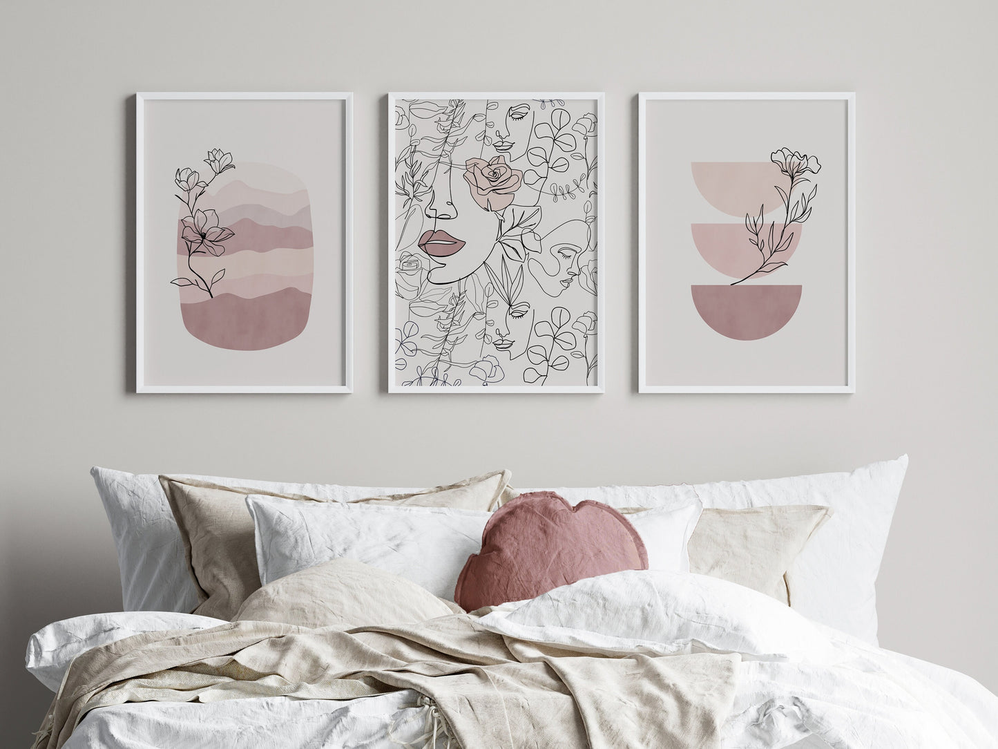 Set of 3 Pink Abstract Wall Prints