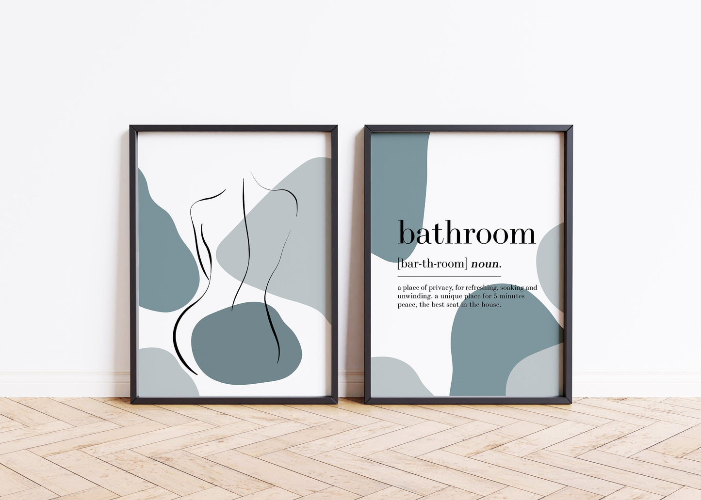 Set of 2 Blue Bathroom Wall Prints