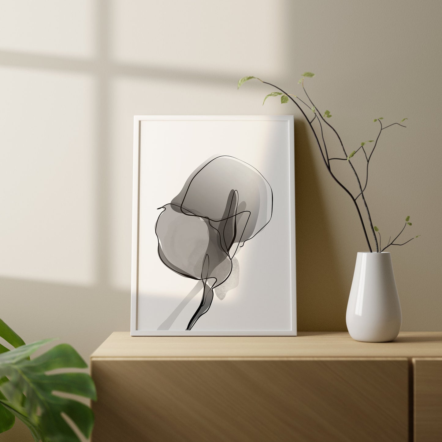 Set of 3 Grey Botanical Wall Prints