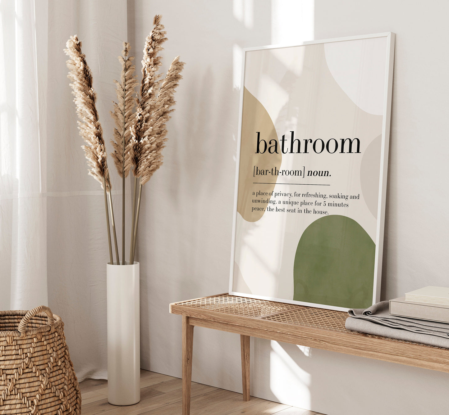 Set of 2 Olive Green Bathroom Wall Prints