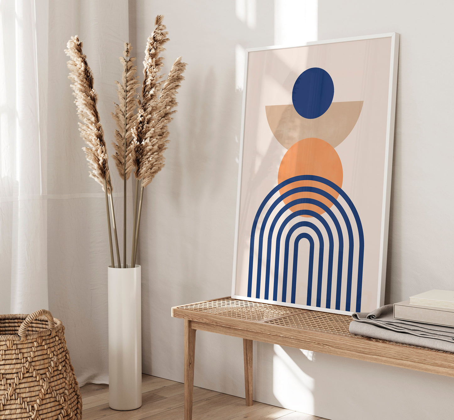 Set of 3 Blue & Orange Boho Wall Art Prints