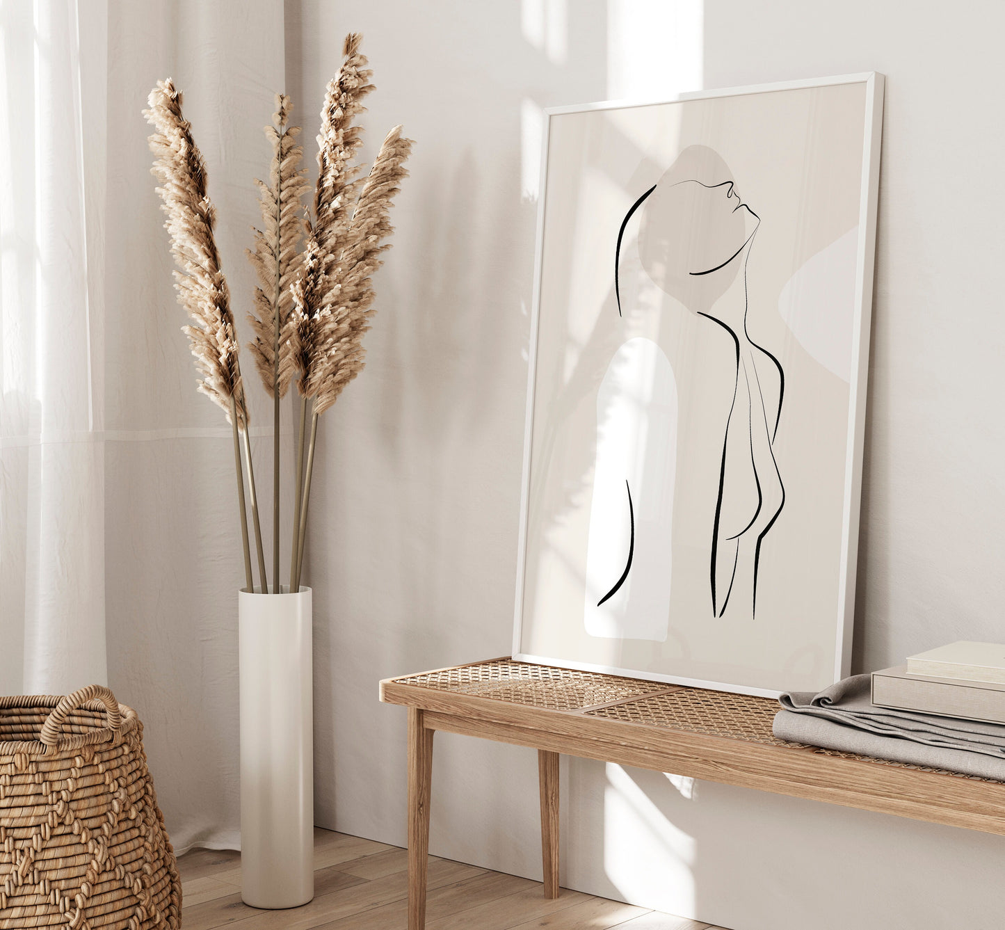 Set of 3 Neutral Abstract Bedroom Wall Prints