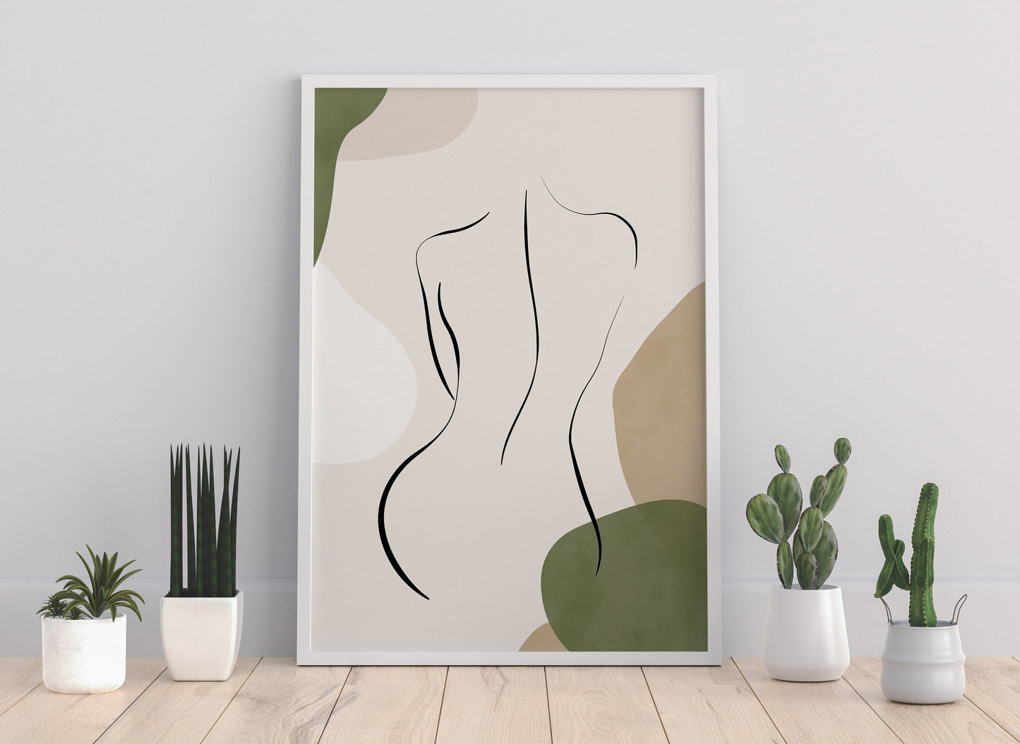 Set of 2 Olive Green Bathroom Wall Prints
