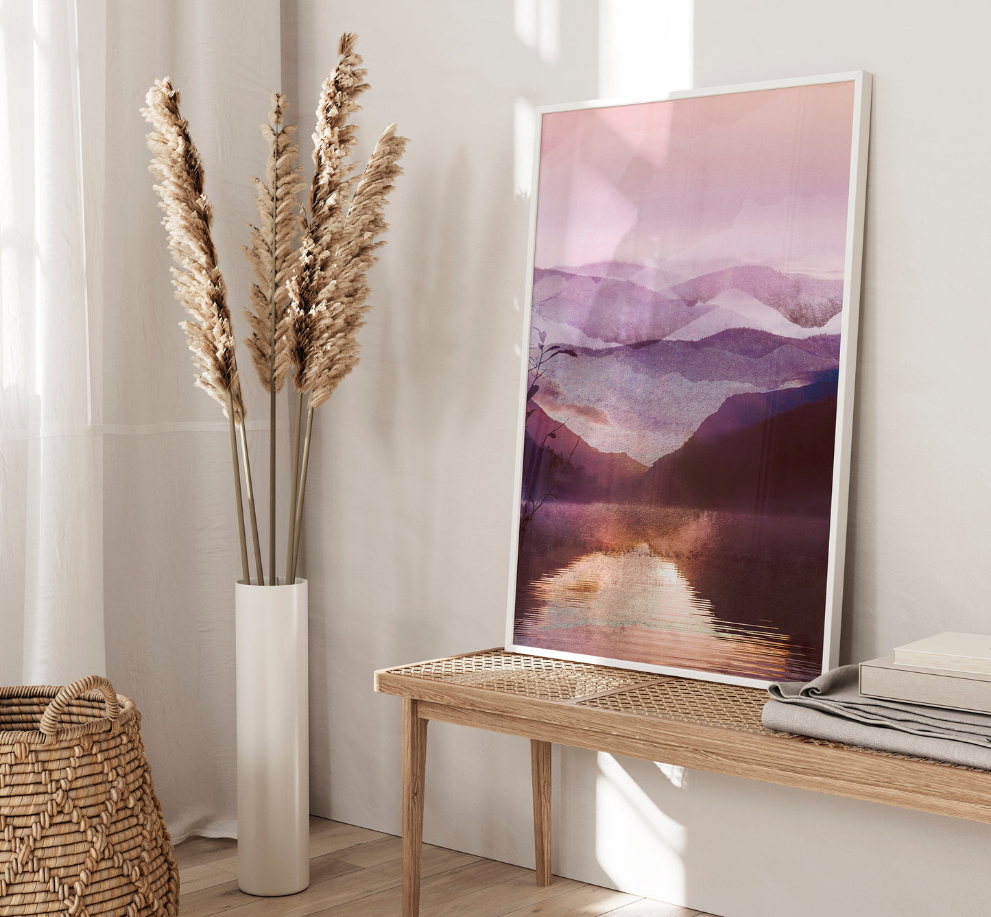 Set of 3 Pink & Purple Landscape Wall Art Prints