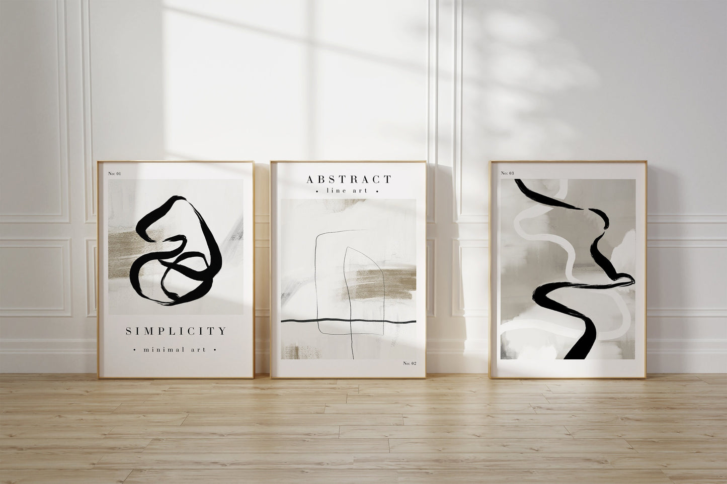 Set of 3 Neutral Abstract Wall Art Prints