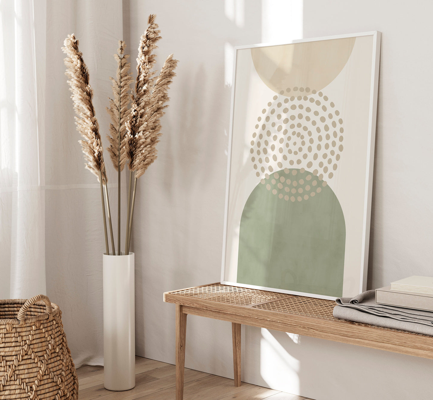 Set of 3 Sage Green & Beige Boho Wall Art Prints