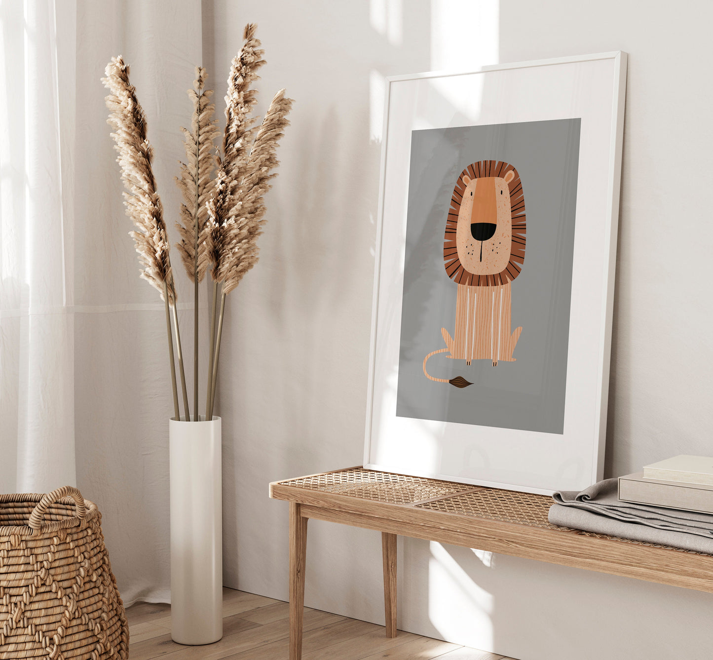 Set of 3 Grey Safari Animal Nursery Wall Art Prints