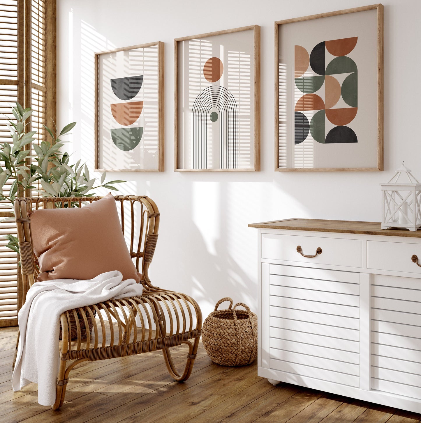 Set of 3 Green & Terracotta Boho Wall Prints