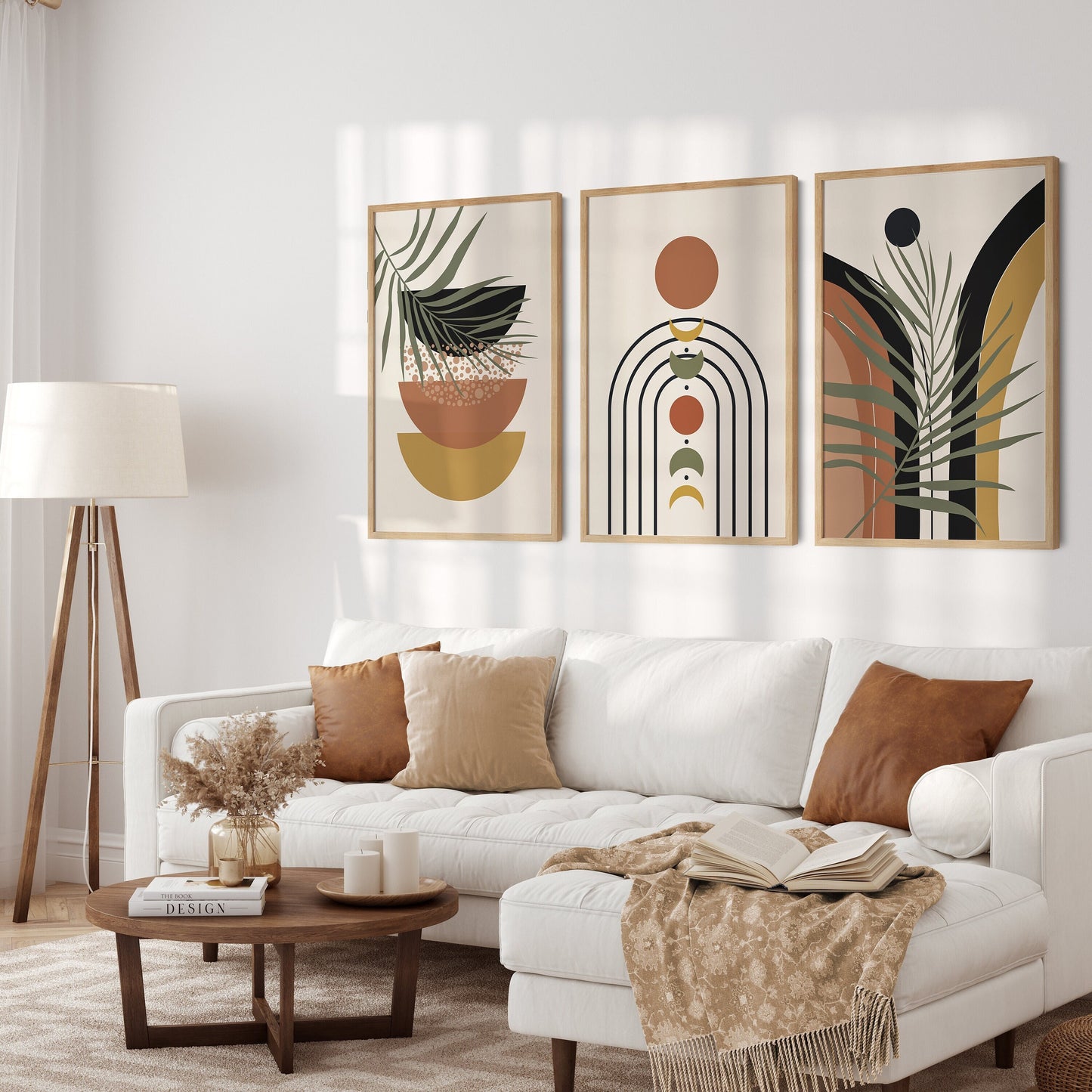 Set of 3 Terracotta Boho Abstract Wall Prints