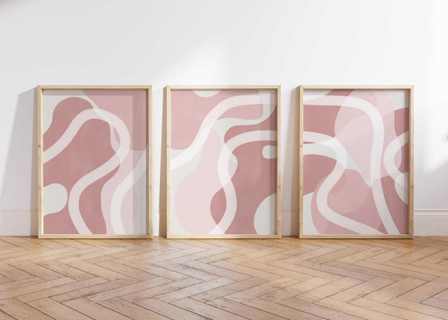 Set of 3 Pink Watercolour Abstract Wall Art Prints