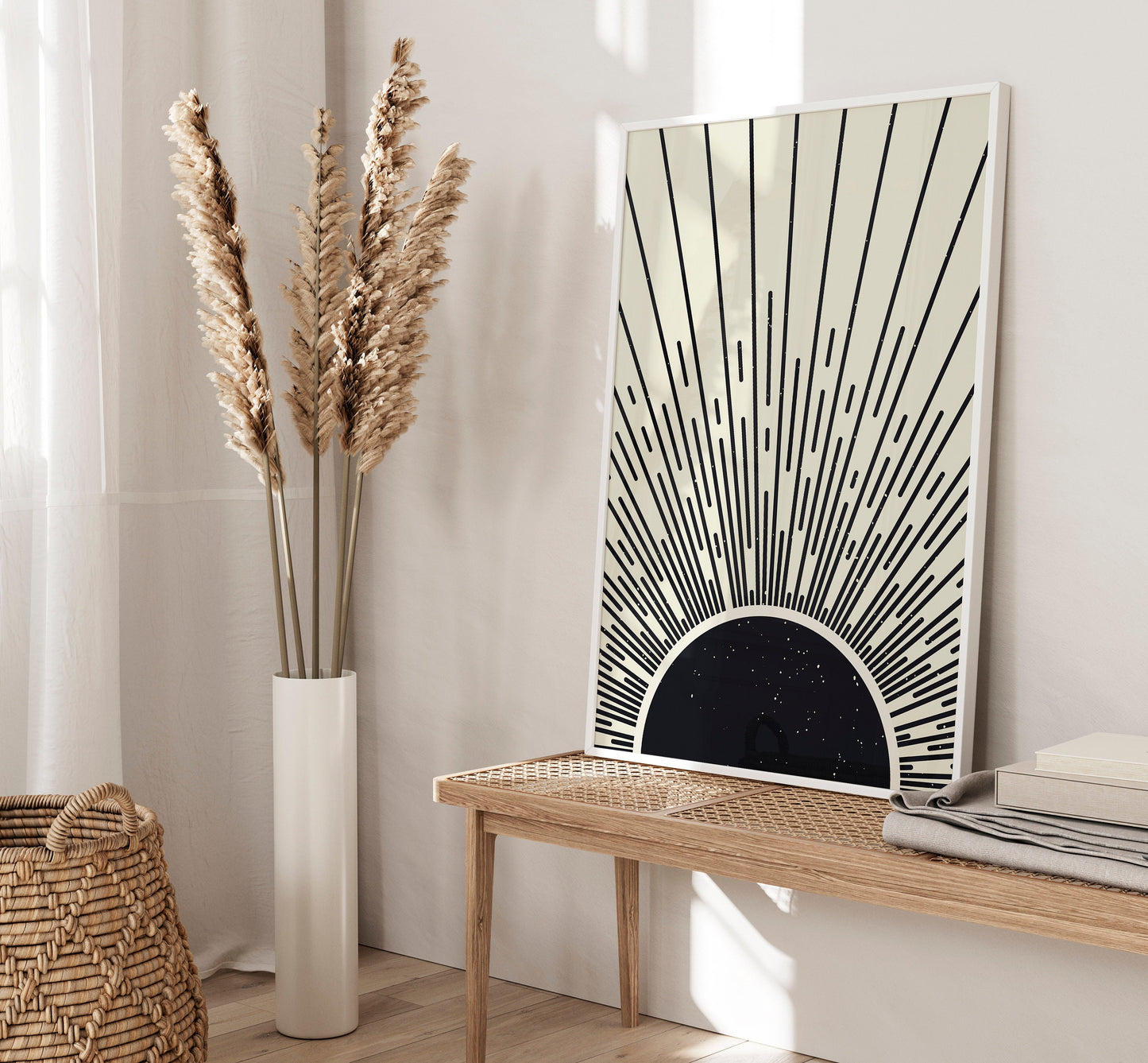 Set of 3 Black & Beige Boho Sunshine Wall Prints