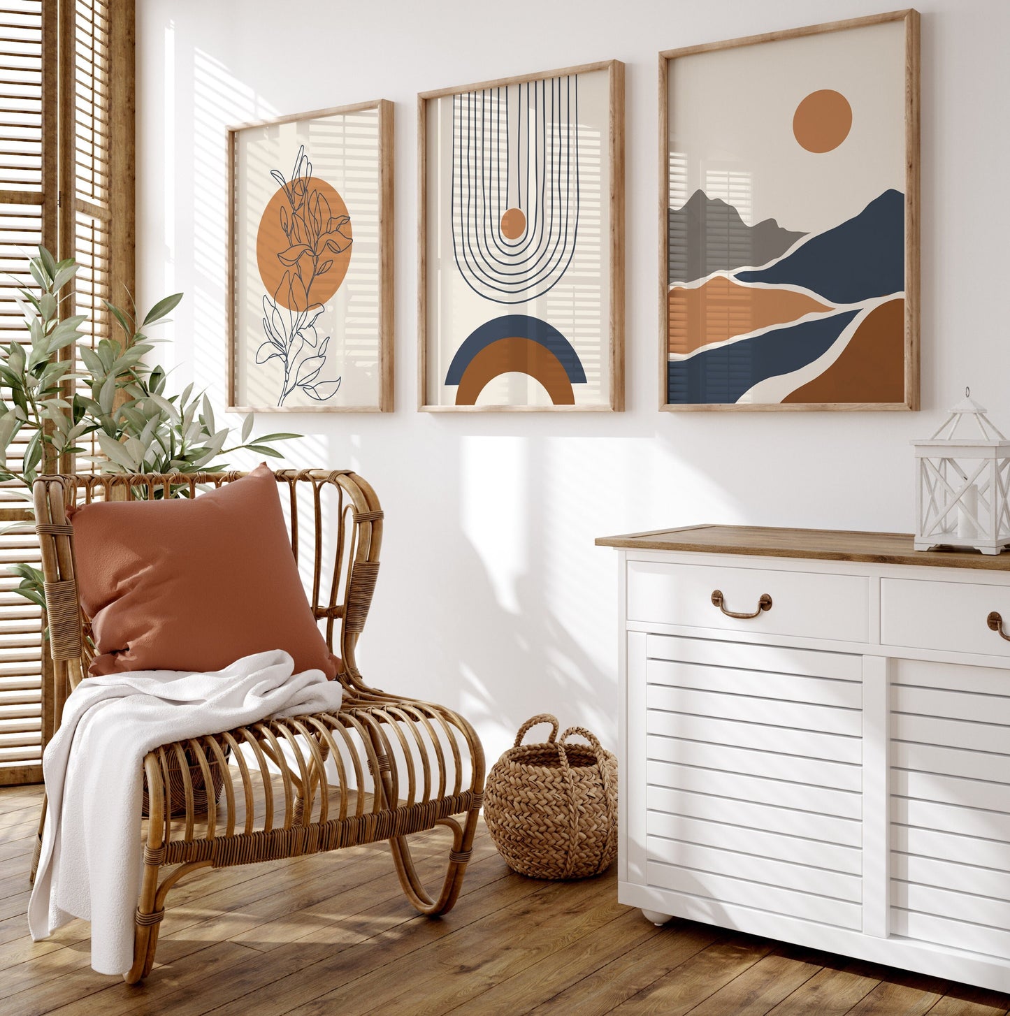 Set of 3 Boho Abstract Wall Art Prints