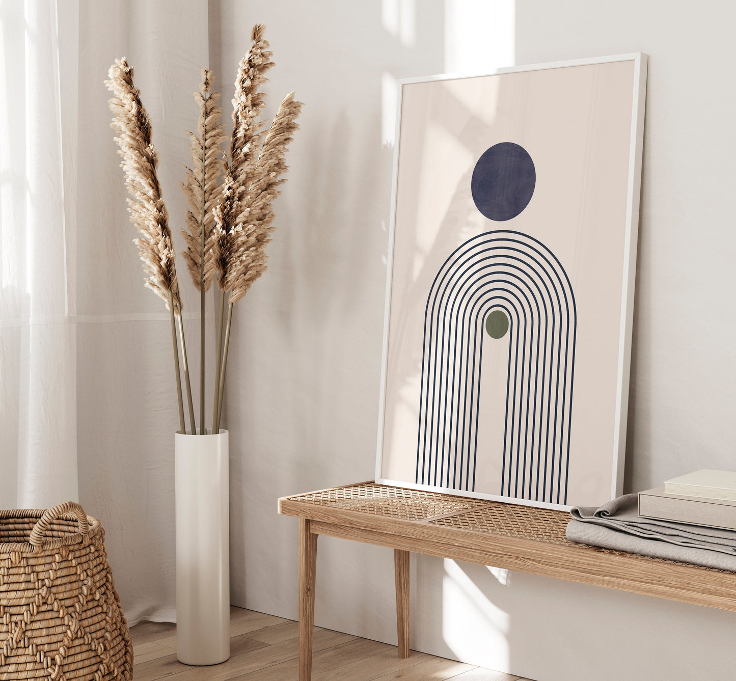 Set of 3 Green & Blue Boho Abstract Wall Art Prints