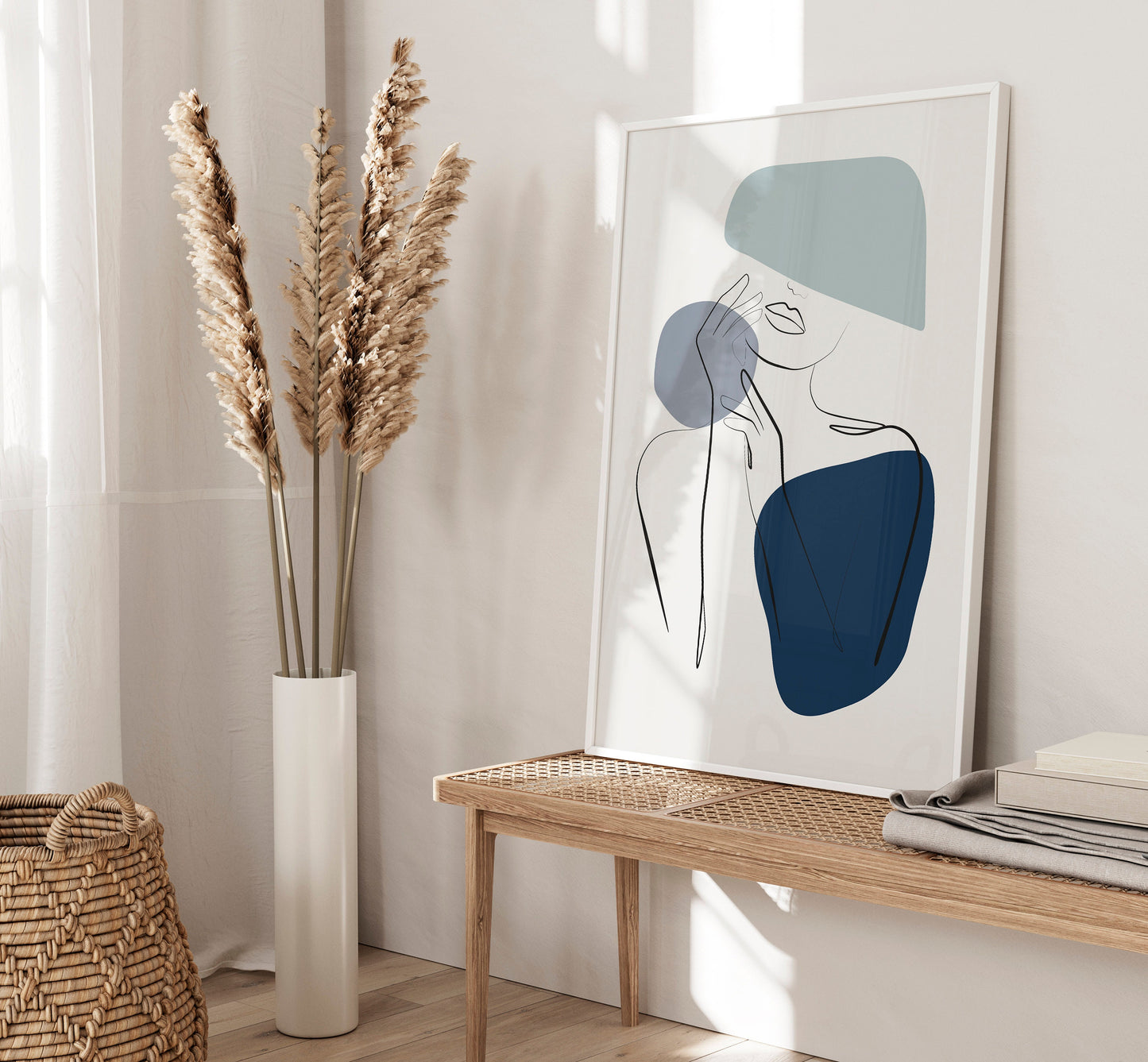 Set of 3 Navy Blue Abstract Wall Prints
