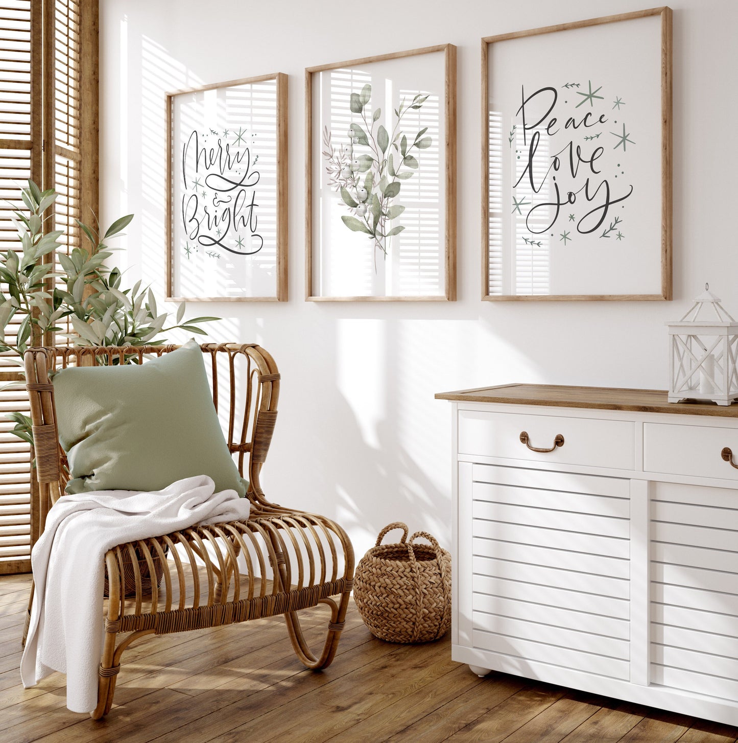 Set of 3 Botanical Christmas Wall Prints