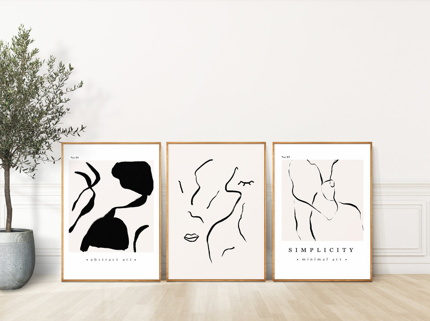 Set of 3 Neutral Modern Abstract Art Prints