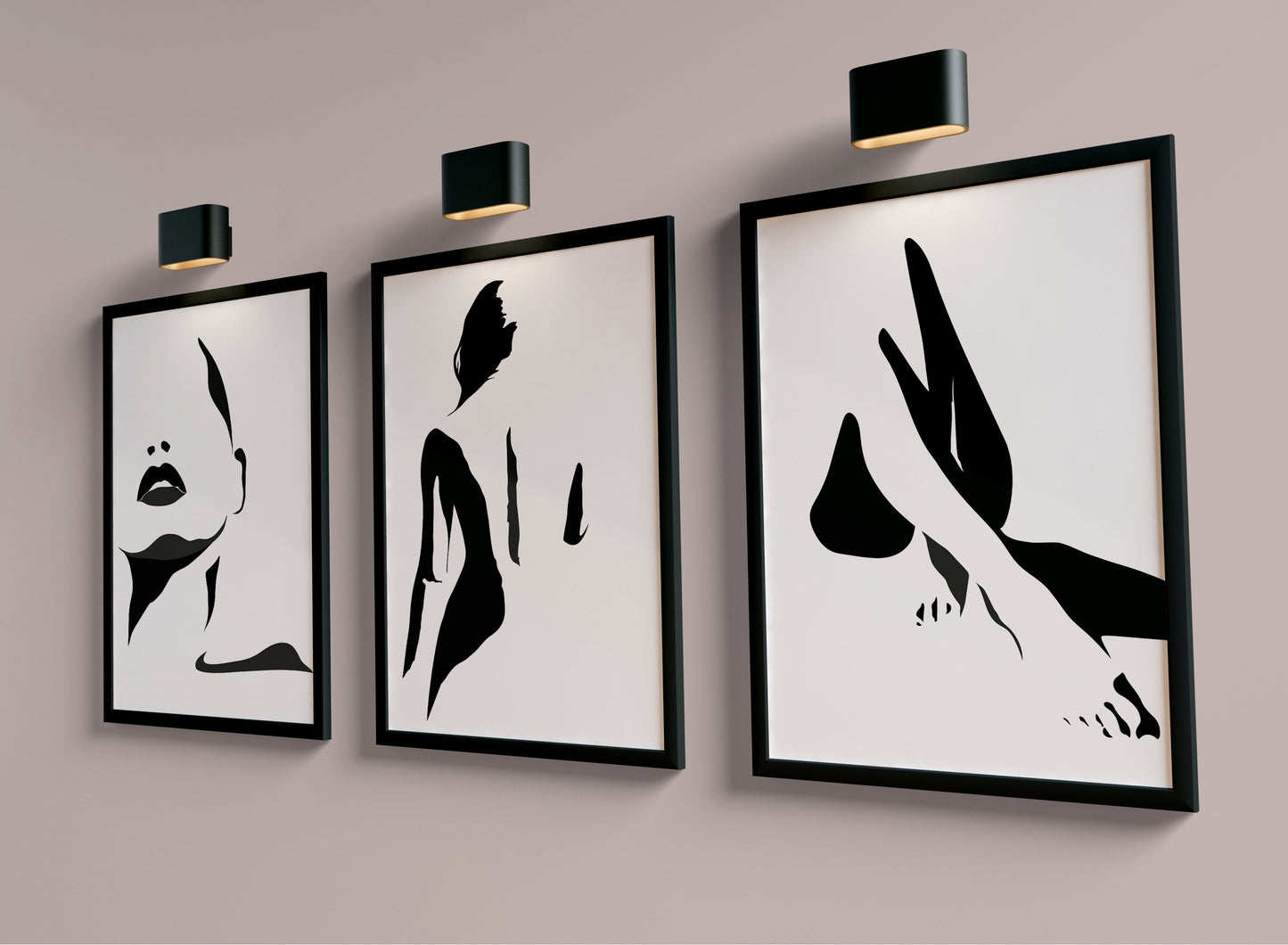Set of 3 Black & White Bedroom Wall Prints