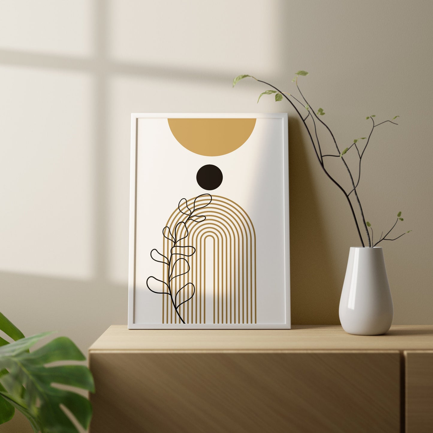 Set of 3 Boho Mustard & Black Wall Prints