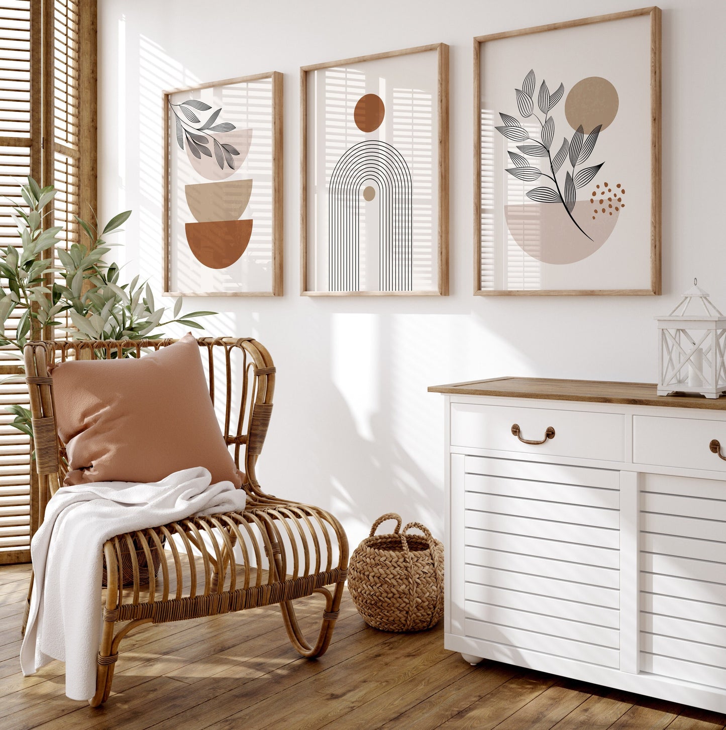 Set of 3 Boho Abstract Wall Art Prints