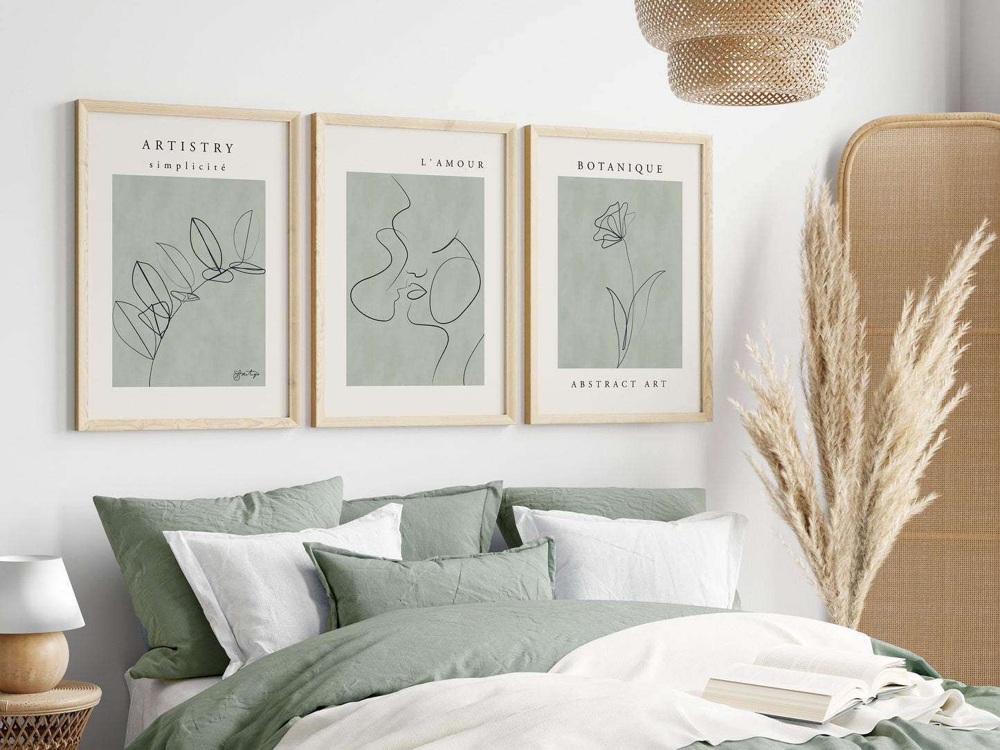 Set of 3 Sage Green Gallery Wall Prints