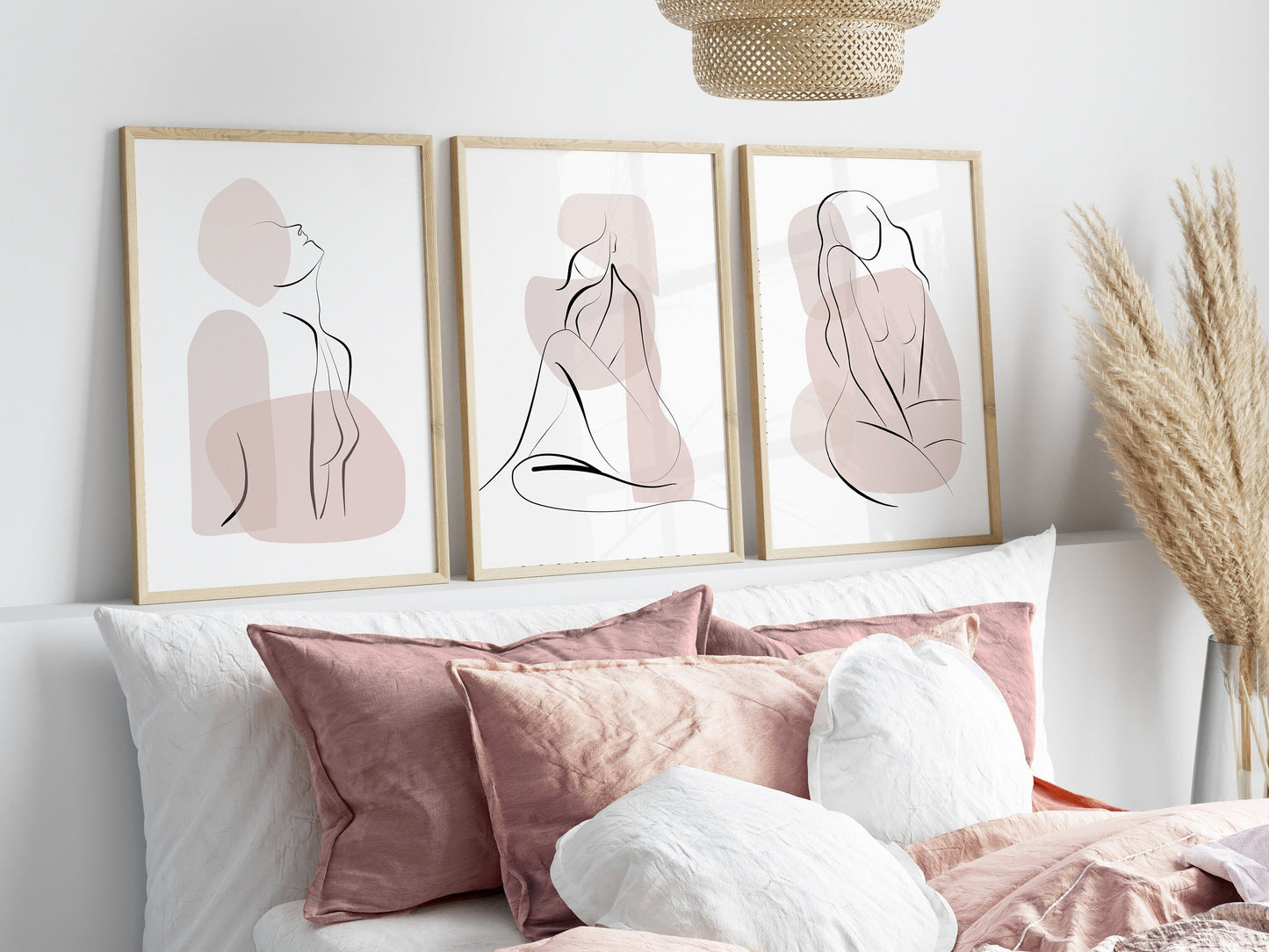 Set of 3 Blush Pink Wall Art Prints