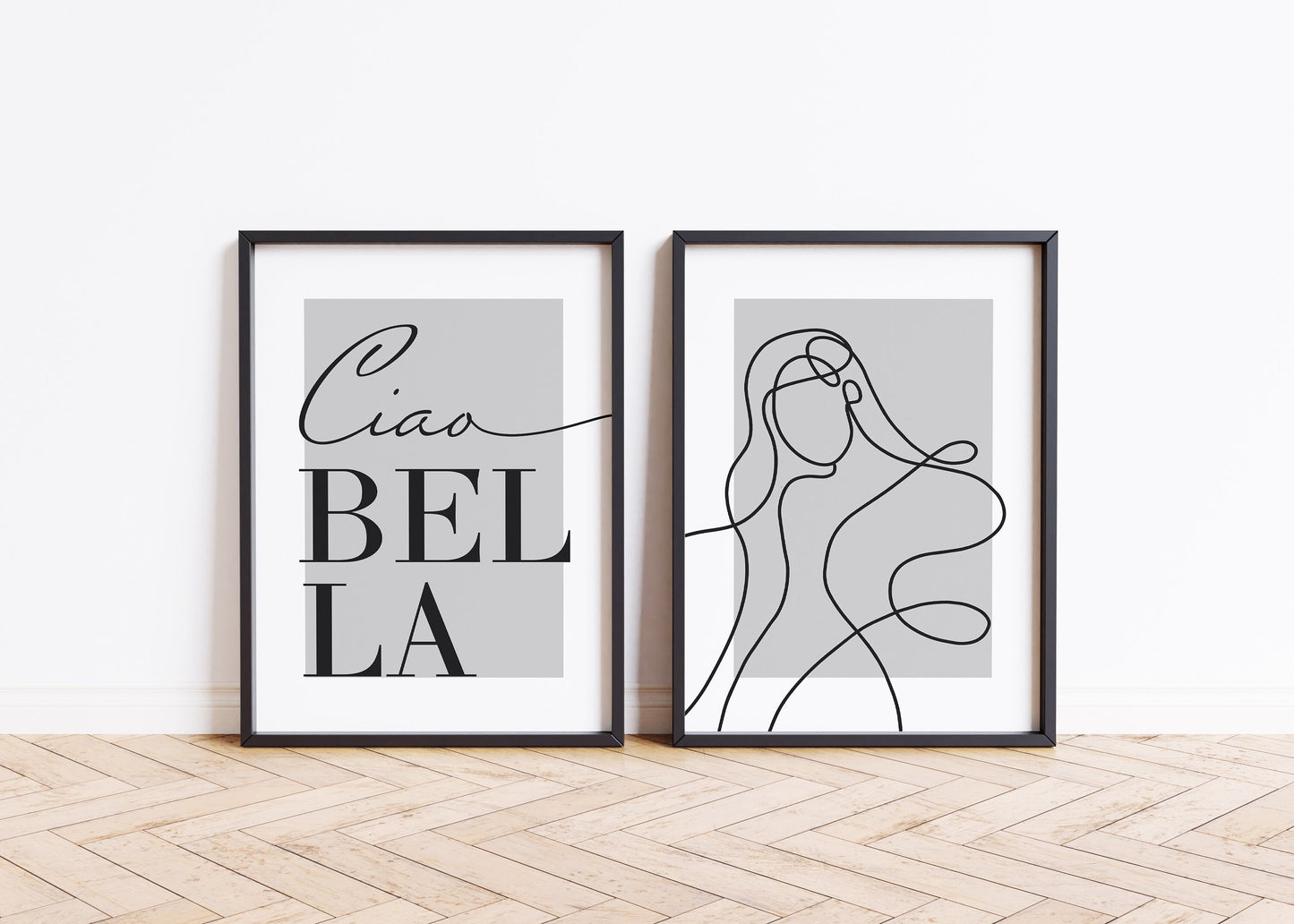 Set of 2 Grey Bedroom Wall Prints