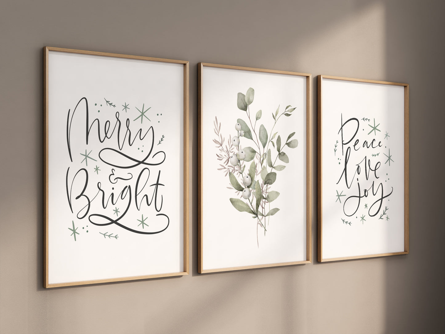 Set of 3 Botanical Christmas Wall Prints