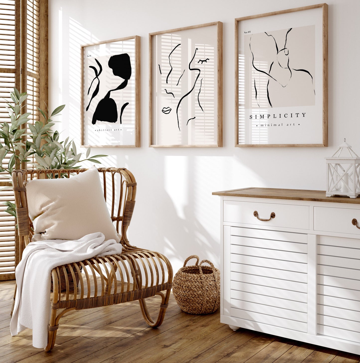 Set of 3 Neutral Modern Abstract Art Prints