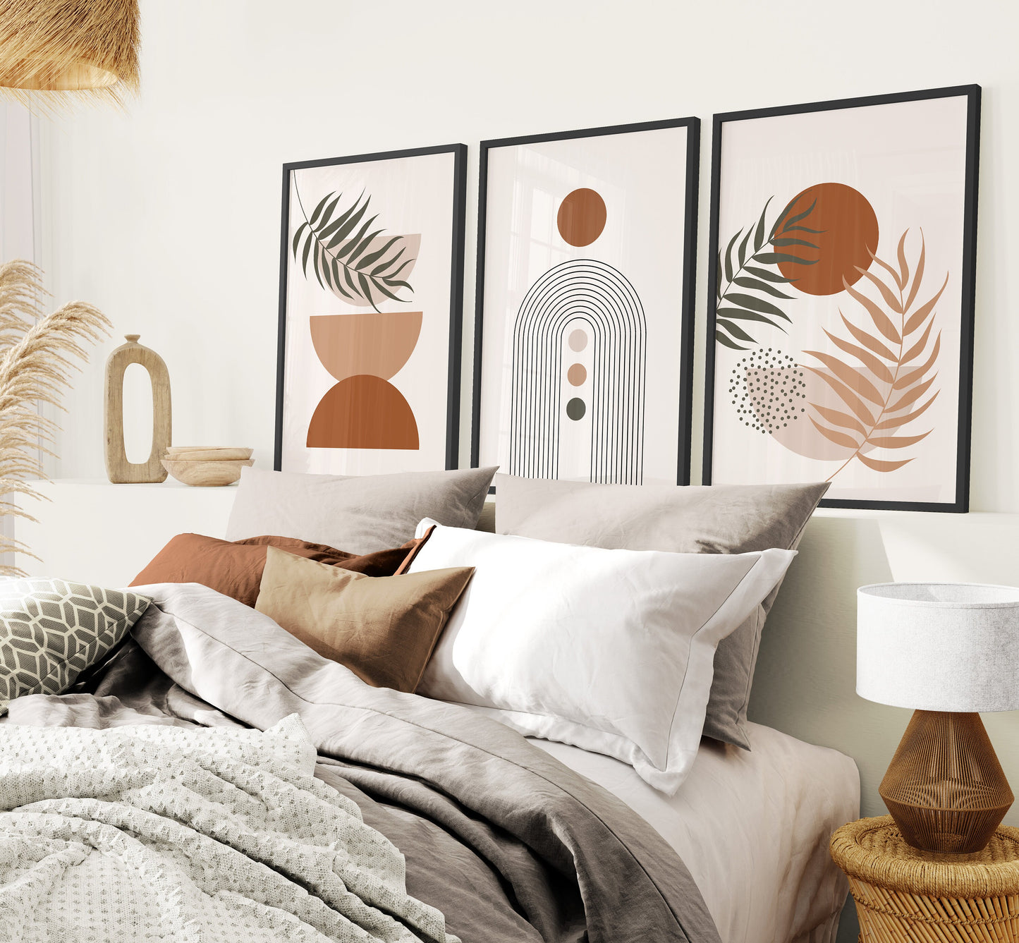 Set of 3 Boho Abstract Wall Art Prints