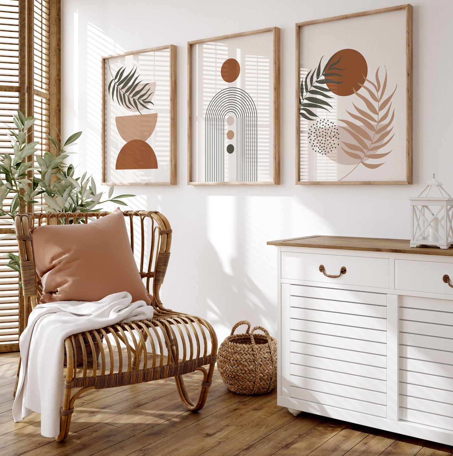 Set of 3 Boho Abstract Wall Art Prints
