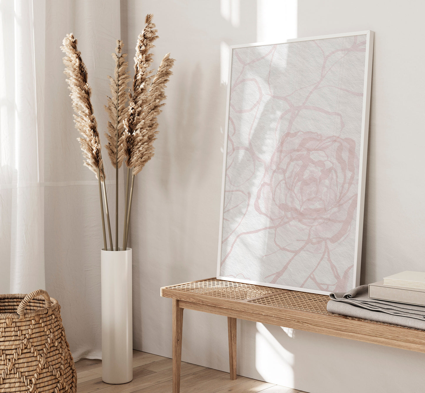 Set of 3 Pink Floral Wall Art Prints