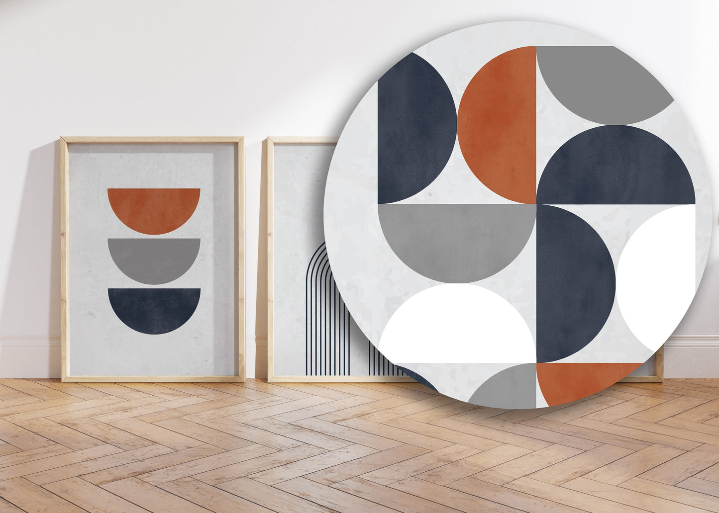 Set of 3 Blue Grey & Rust Boho Wall Art Prints