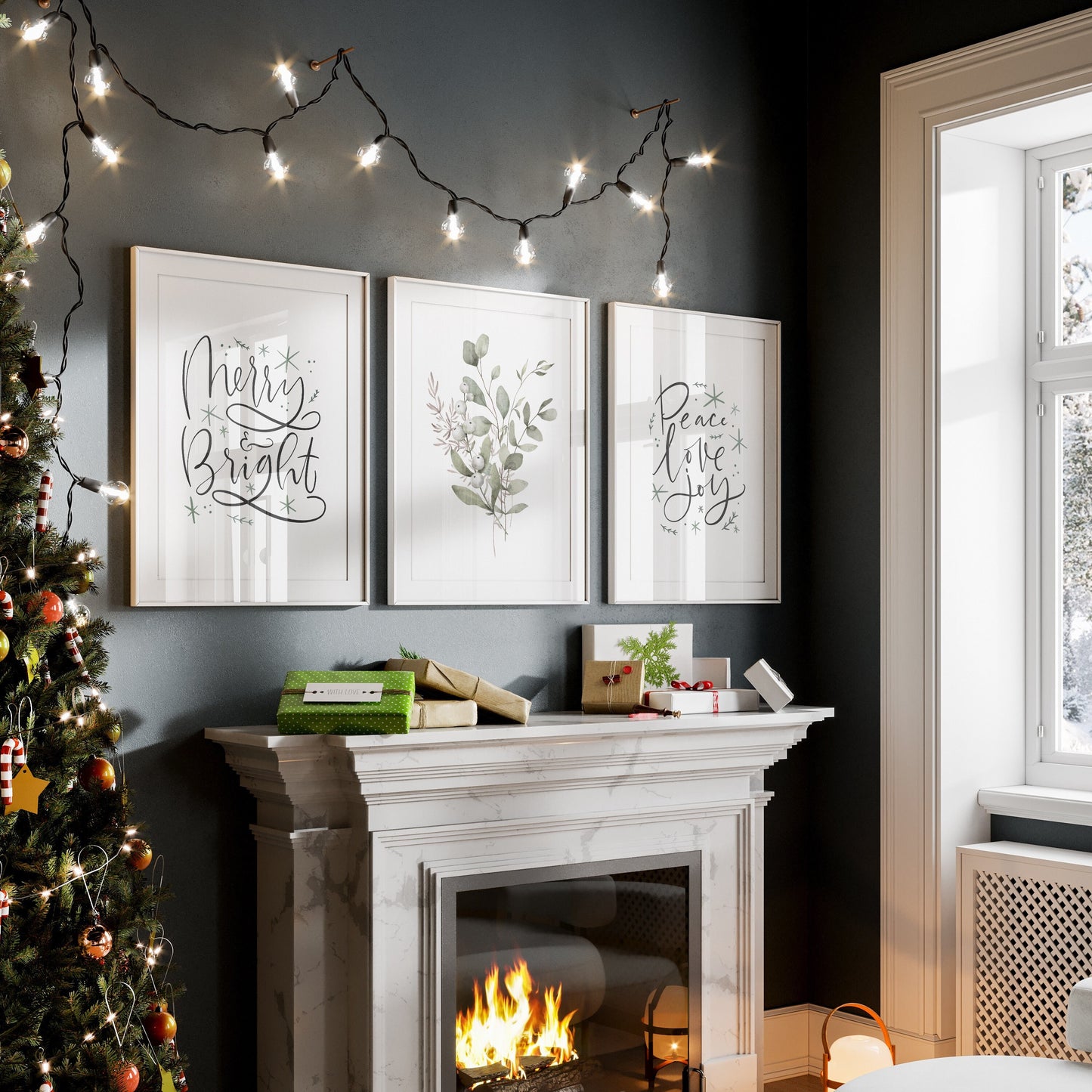 Set of 3 Botanical Christmas Wall Prints