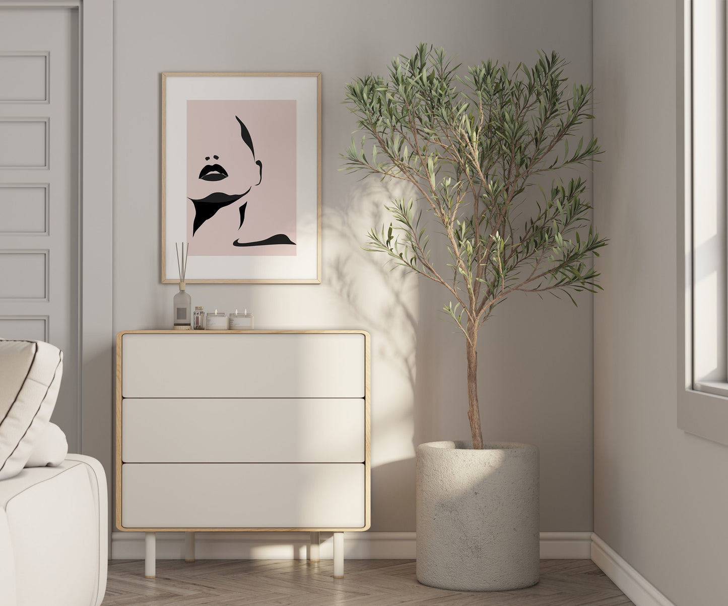 Set of 3 Pink Abstract Women Wall Art Prints
