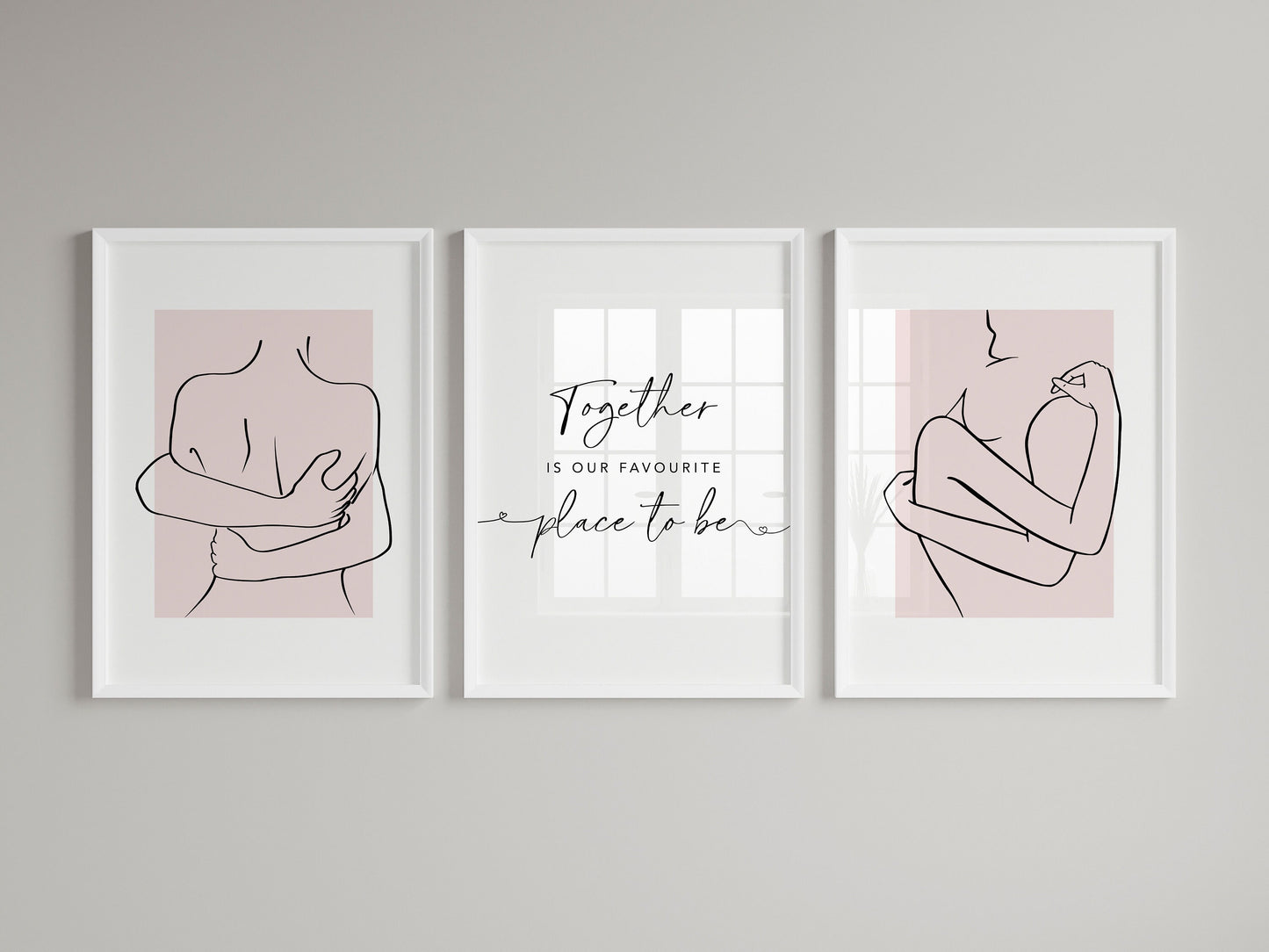 Set of 3 Pink Couples Bedroom Wall Prints