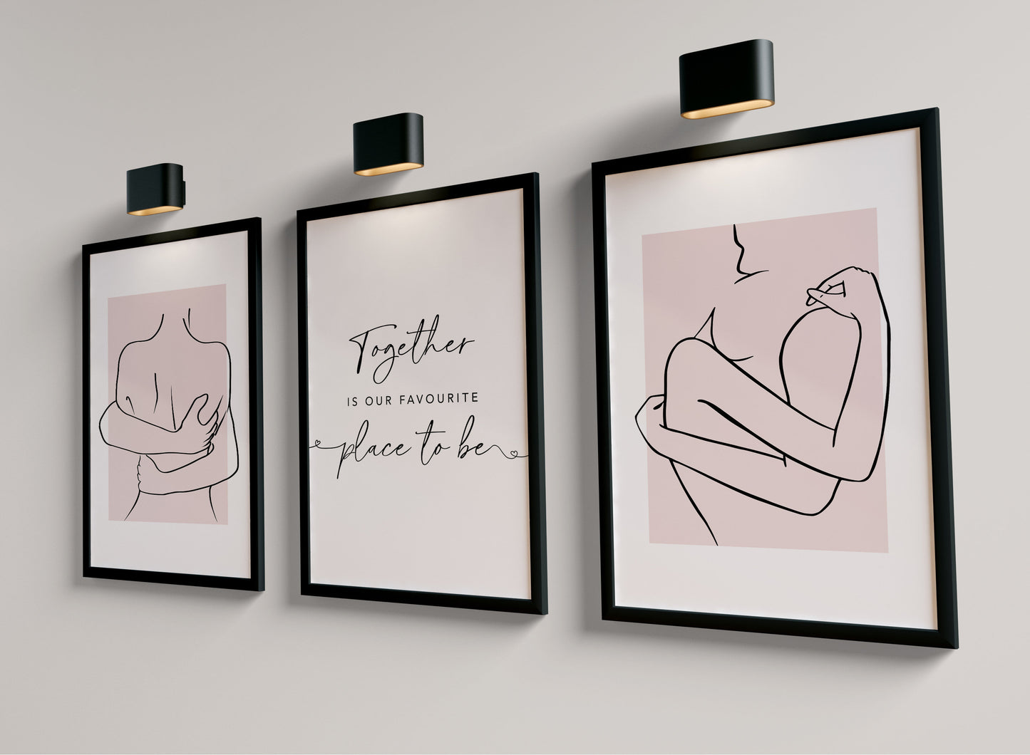 Set of 3 Pink Couples Bedroom Wall Prints