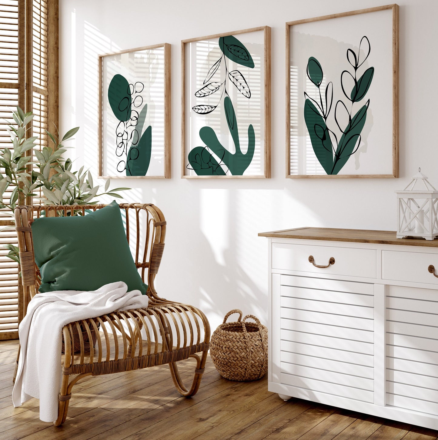 Set of 3 Emerald Green Wall Prints