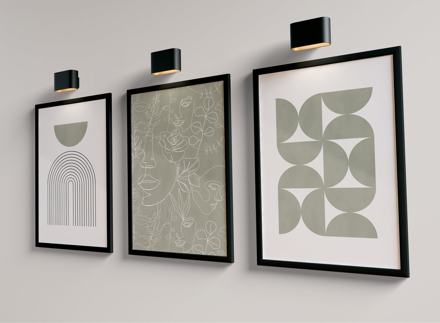 Set of 3 Green Bedroom Wall Art Prints