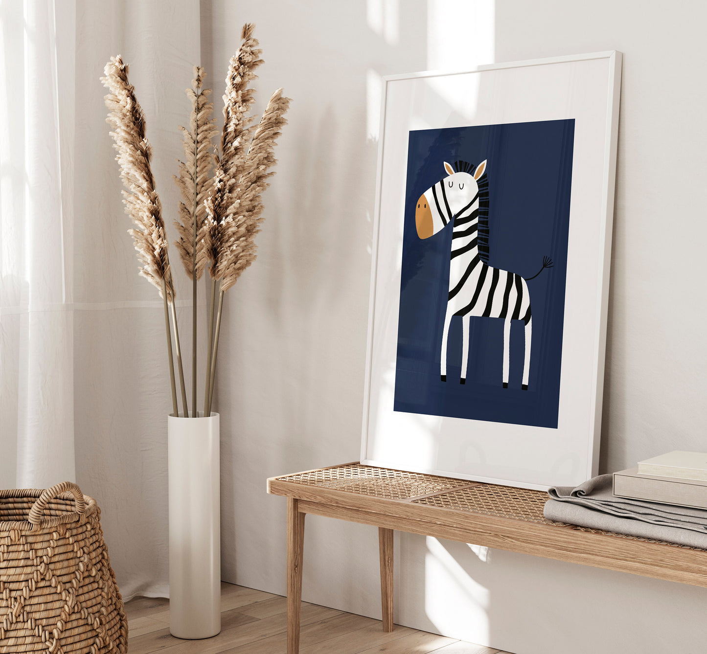 Set of 3 Navy Blue Safari Animal Nursery Wall Art Prints