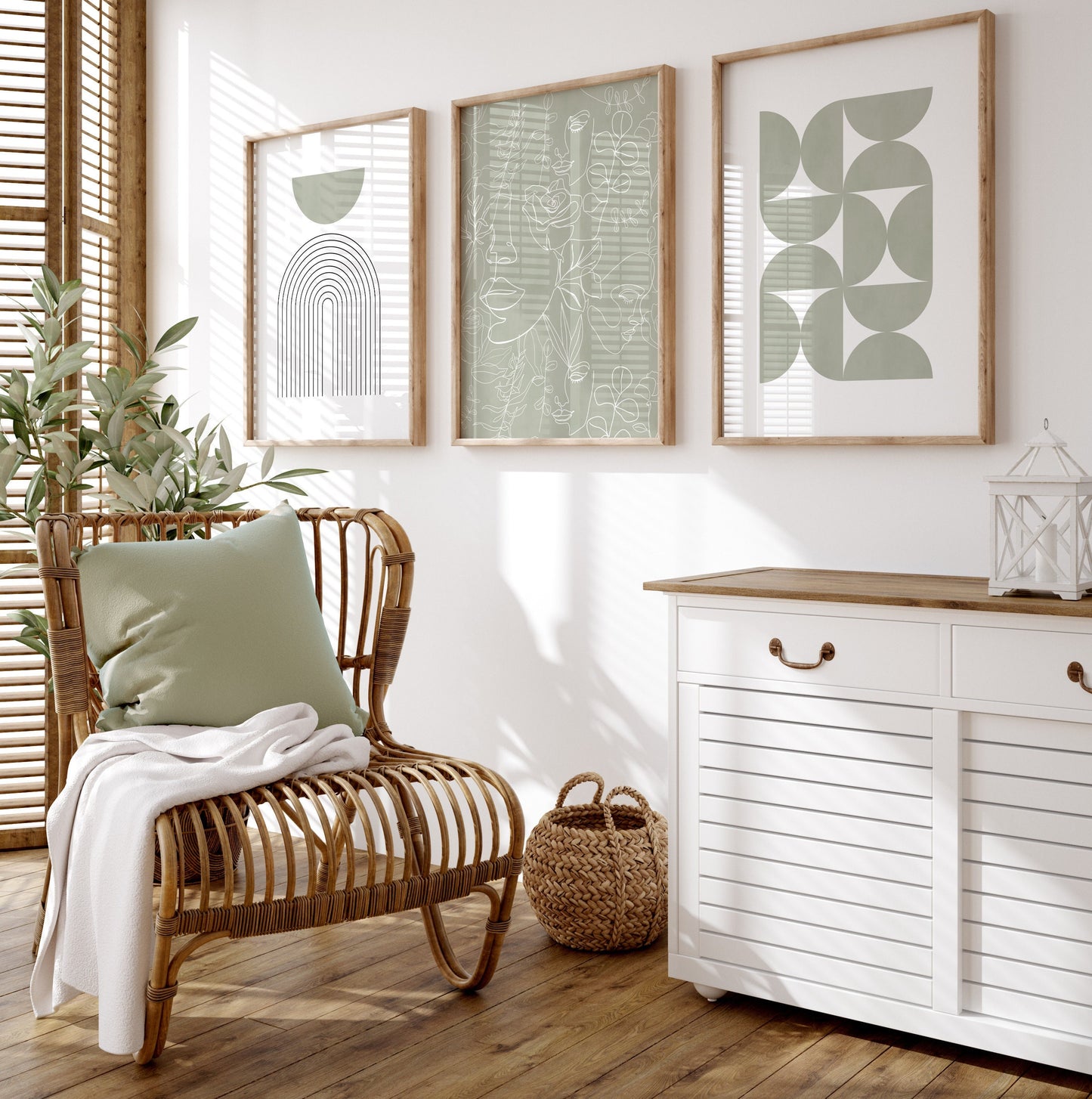 Set of 3 Green Bedroom Wall Art Prints