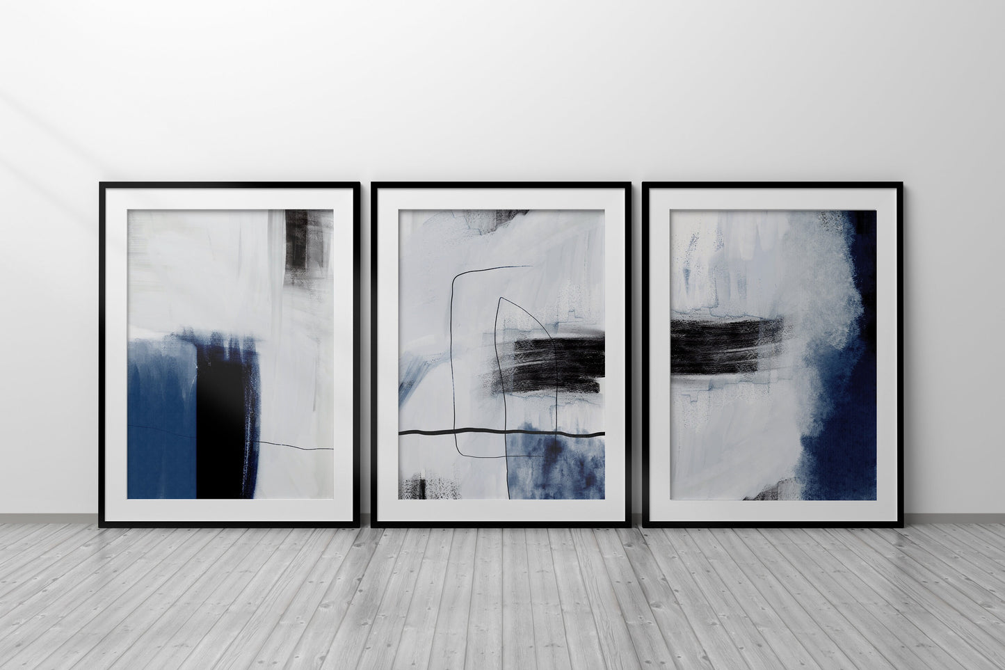 Set of 3 Blue Abstract Wall Art Prints