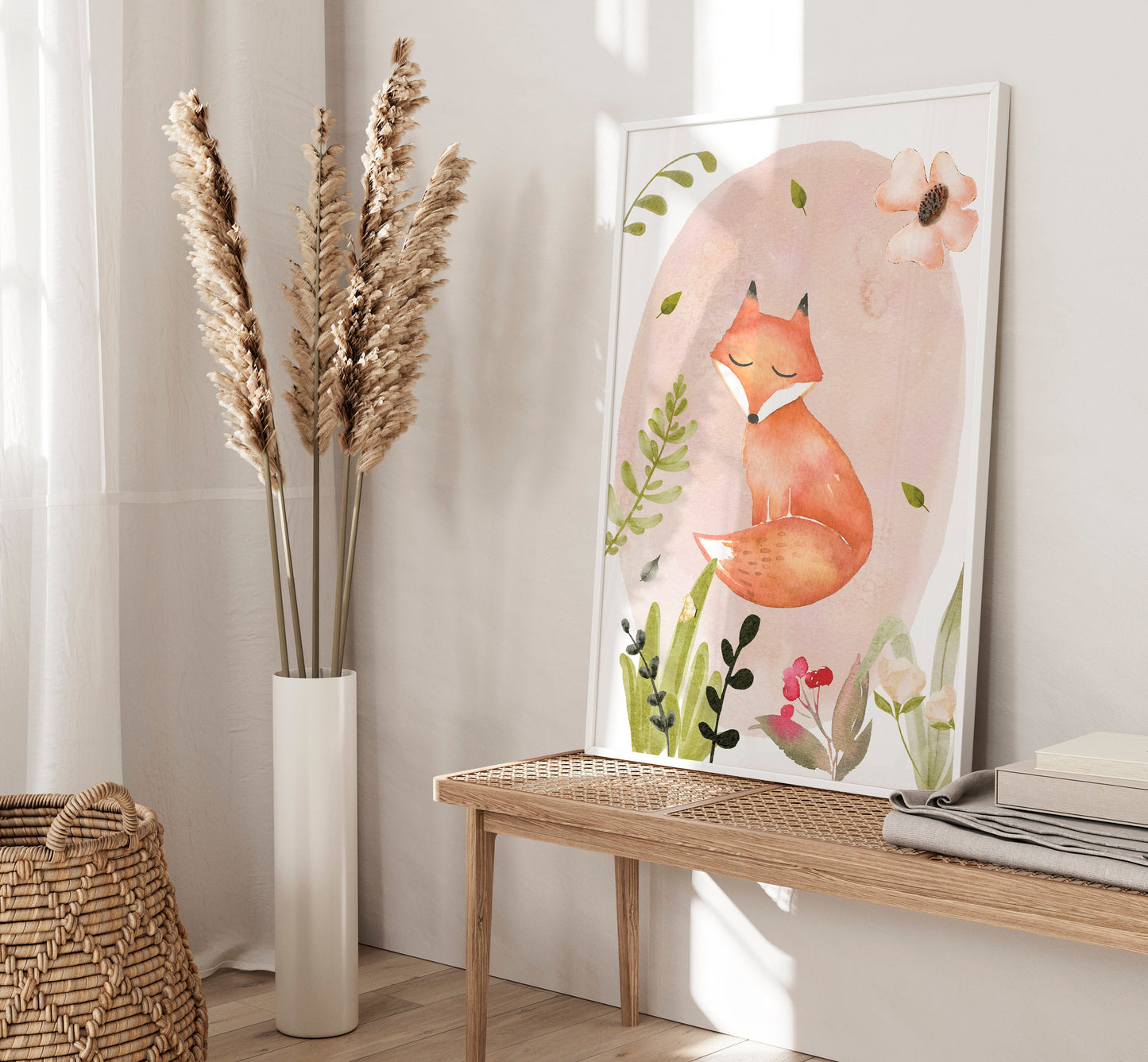 Set of 3 Pink Woodland Girls Nursery Wall Prints